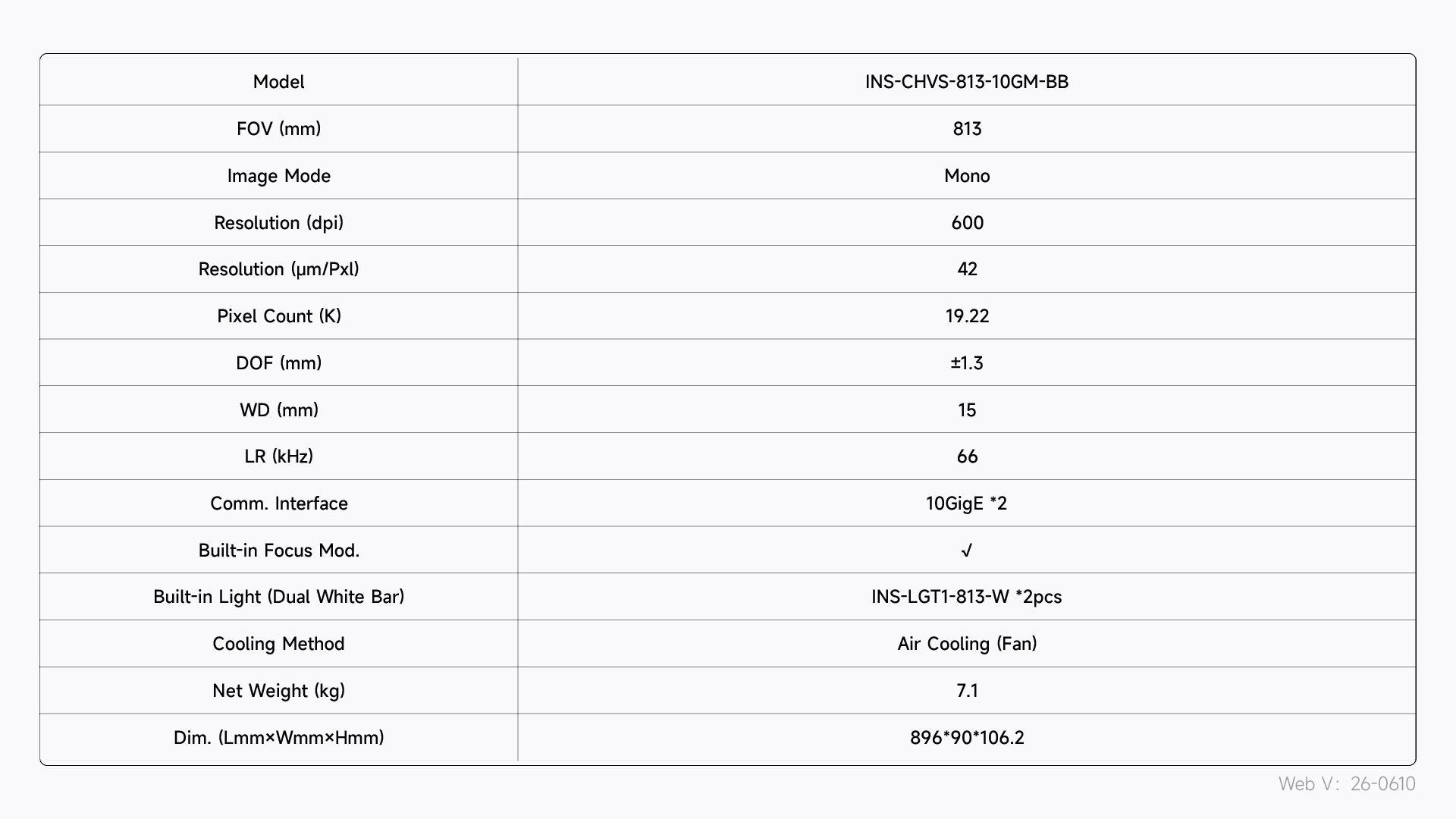 INS-CHVS-813-10GM-BB 사양표